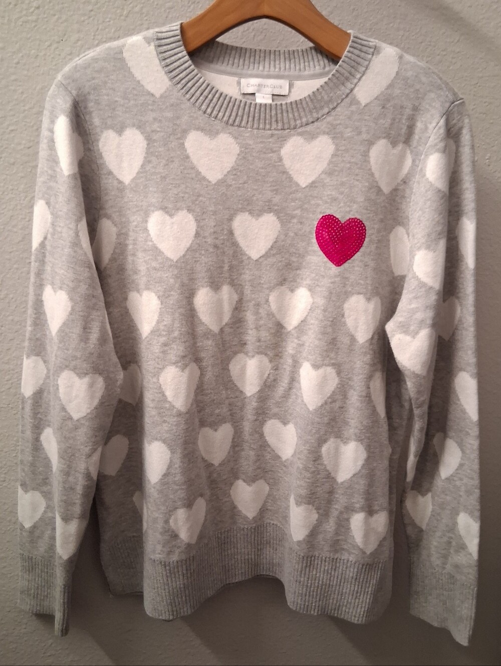 Charter Club Heart Sweater Large